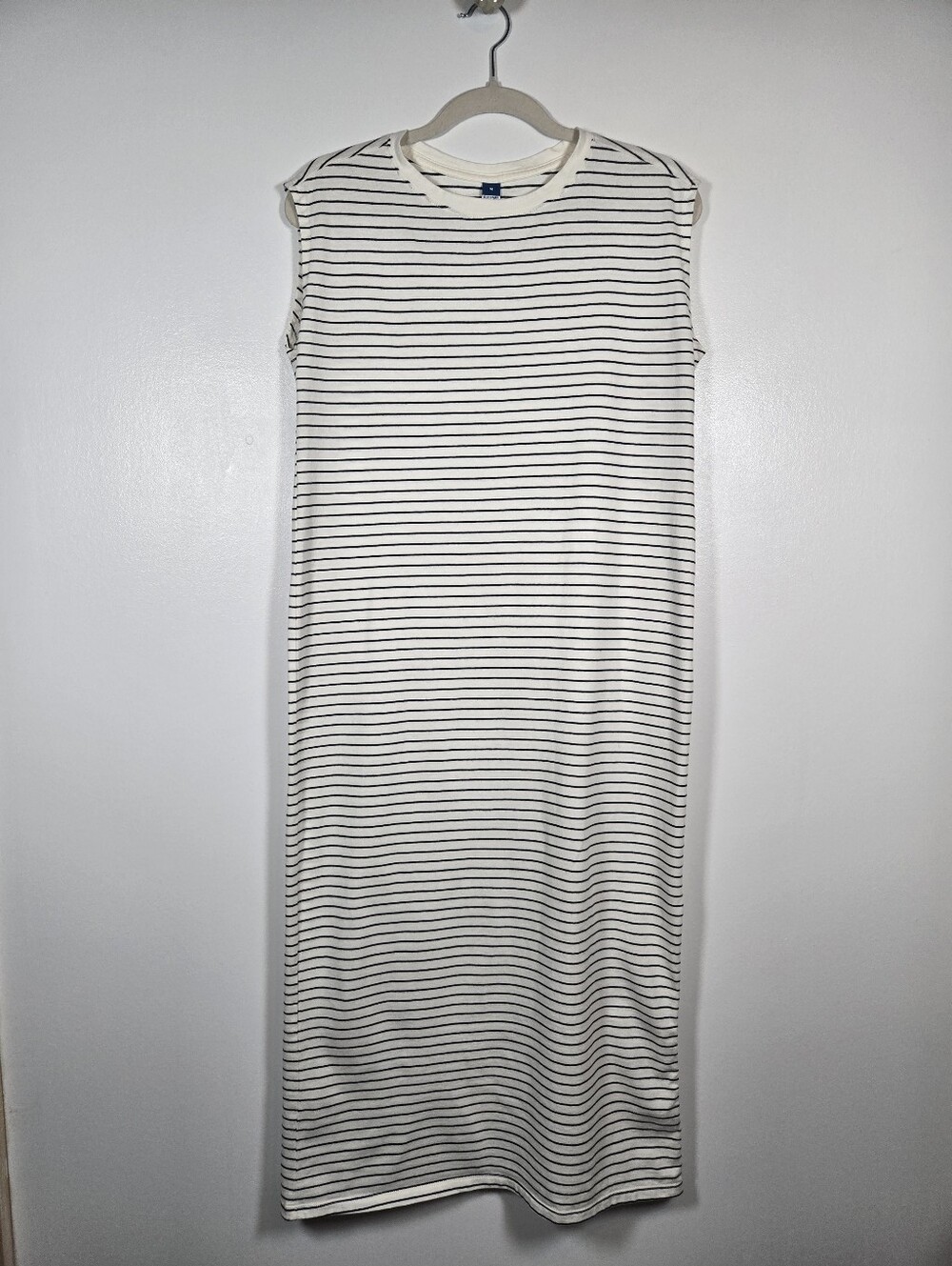 Old Navy White Navy Stripe Muscle Tank Cotton Maxi Dress Size Medium
